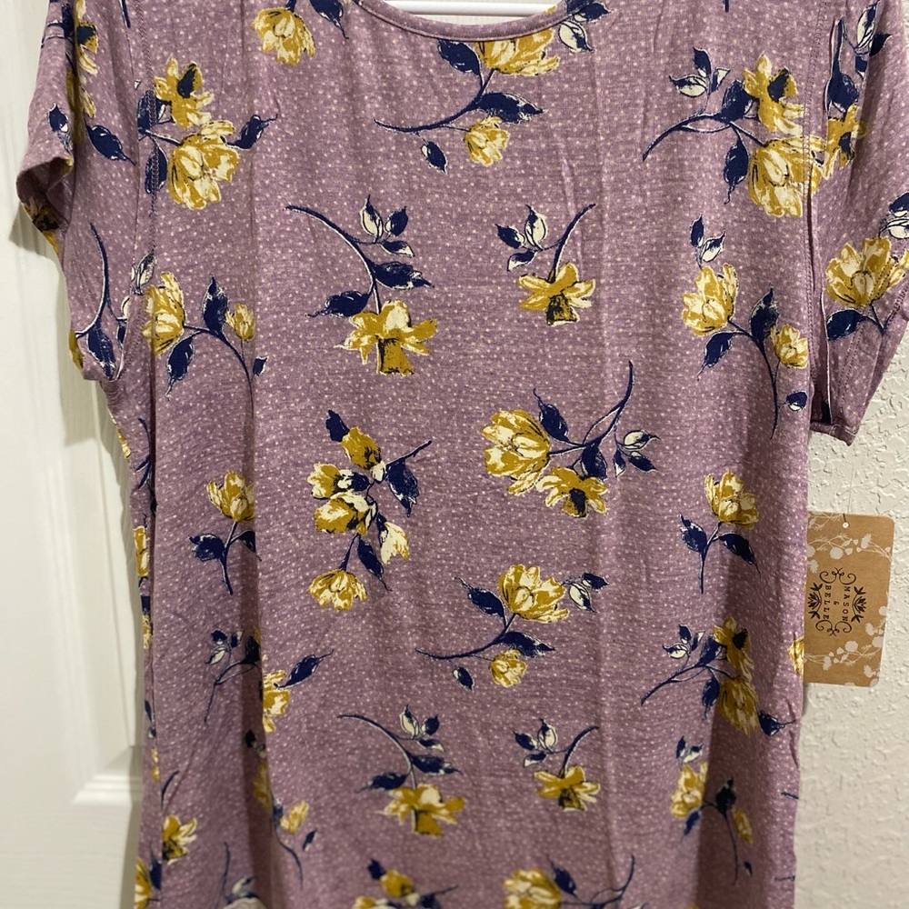 Elegant Floral Women's Top in Purple and Yellow